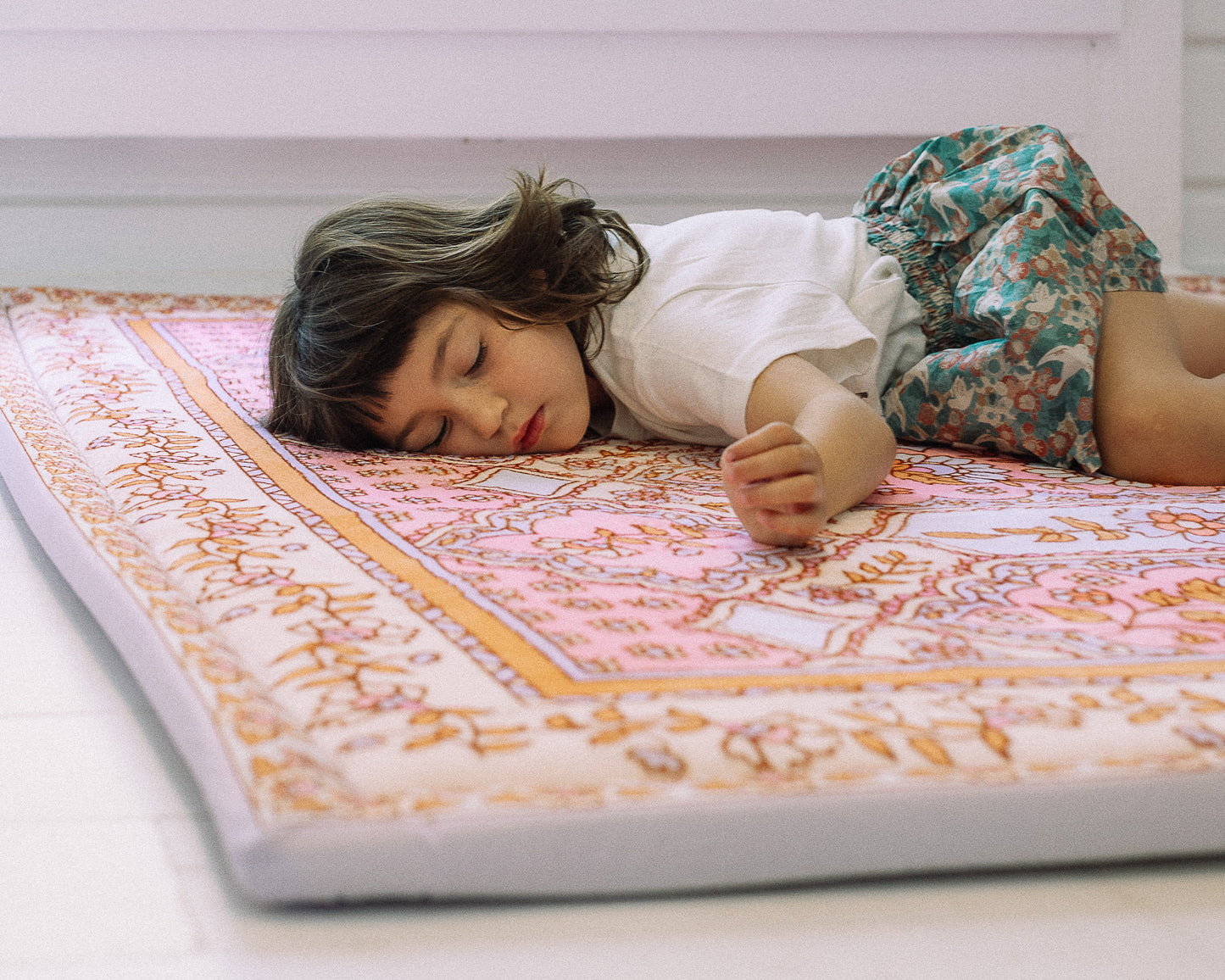 Floral boho baby mat. cushioned floor mat for tummy time