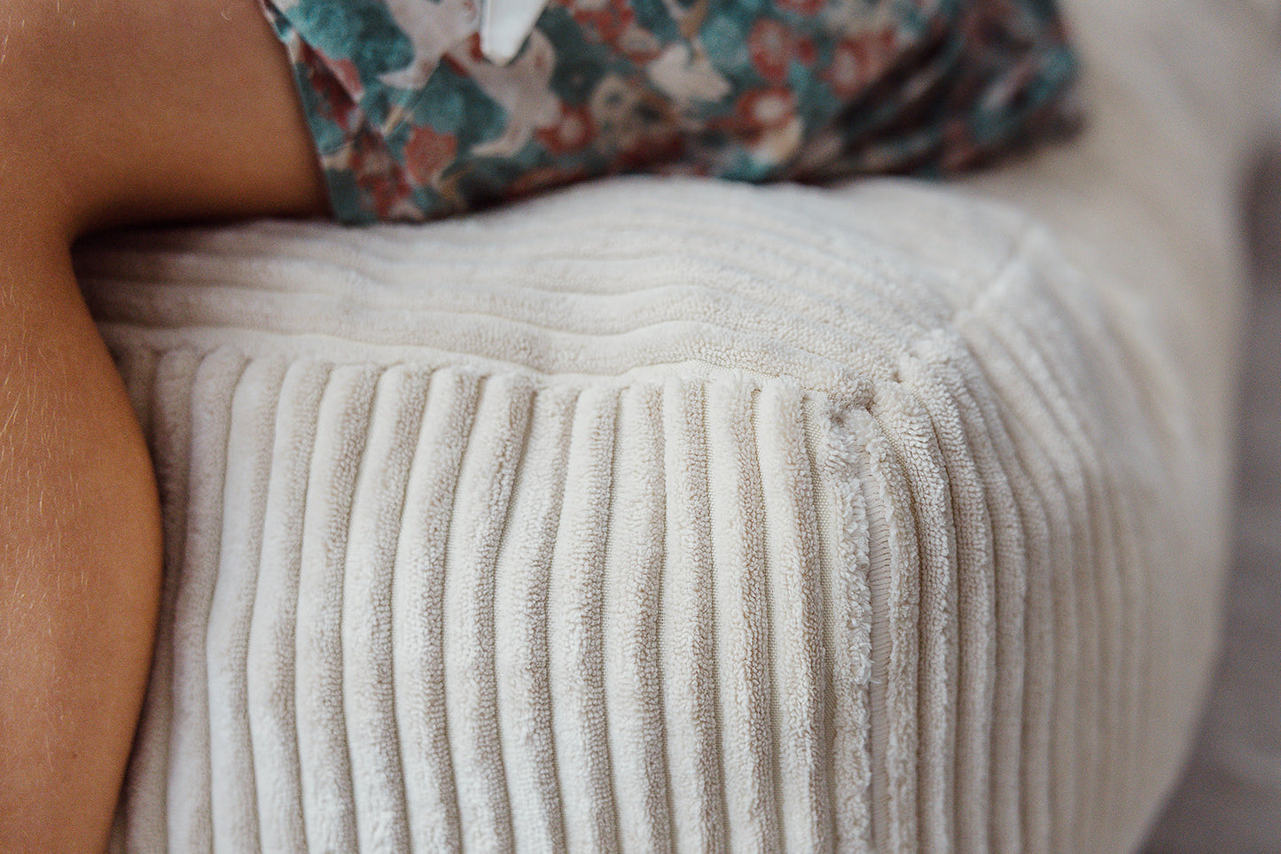 The Play & Rest Corduroy Crash Pillow Mat XL in Cloud Puff / L in Bear Hug Brown