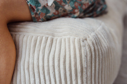 The Play & Rest Corduroy Crash Pillow Mat XL in Cloud Puff / L in Bear Hug Brown