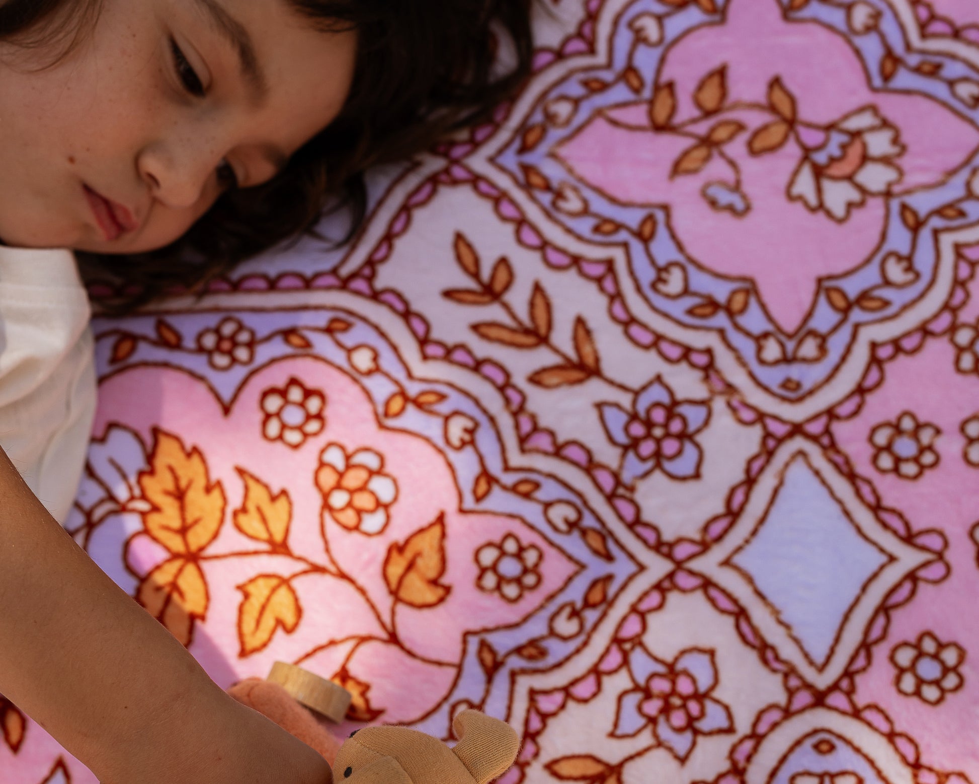 Soft padded baby play mat for nursery or playroom – floral boho design